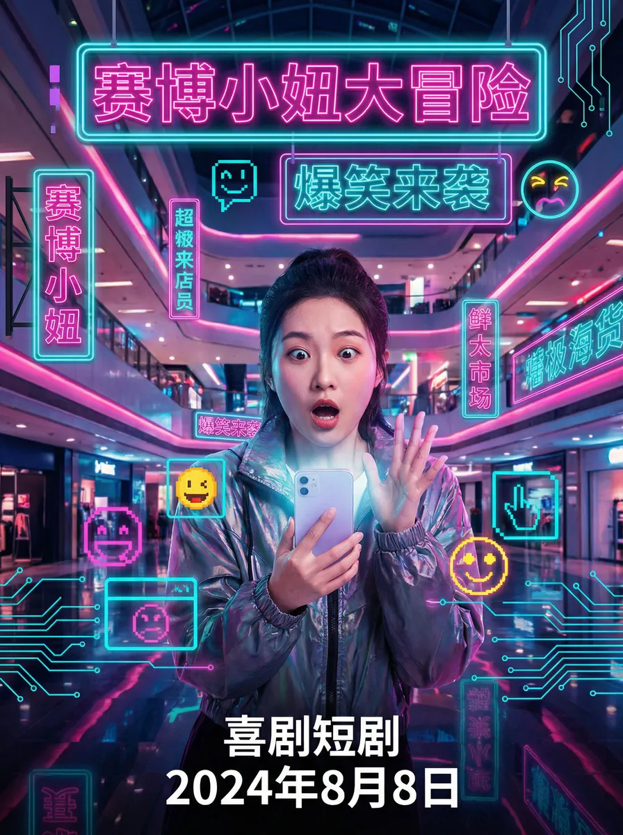 射入花心 搞笑喜剧短剧 - 赛博小妞大冒险海报